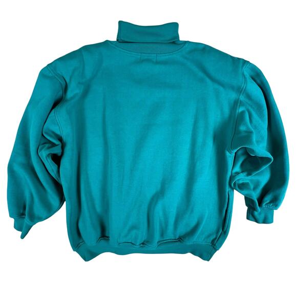 Vintage Nordstrom Lingerie Teal Mock Neck Sweatshirt L | Embroidered Crest Korea - Picture 4 of 13